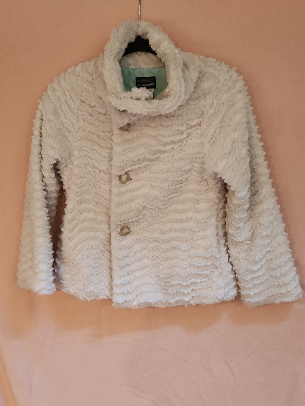 Patagonia Kids Cream Fuzzy Button-Front Jacket